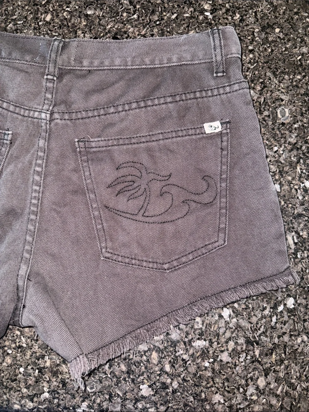 Honolua Surf Co. Espresso Colored Cut Off Embroidered Pockets Denim Shorts